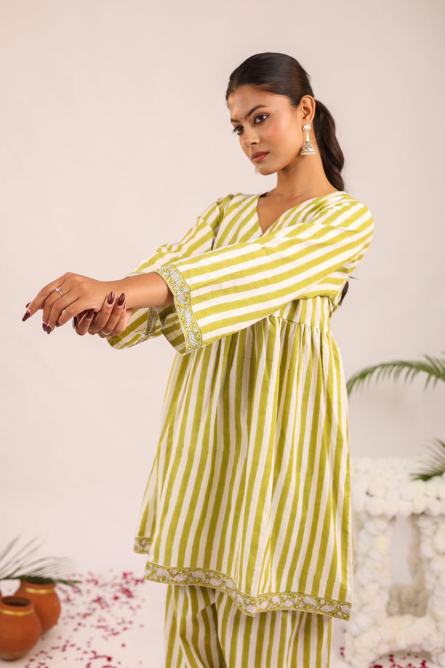 Olive Stripe Coord Set