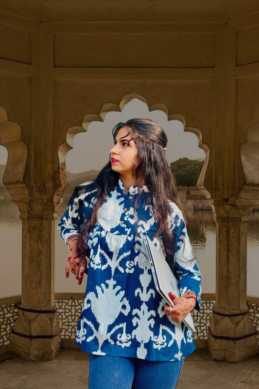 Indigo White Floral Top