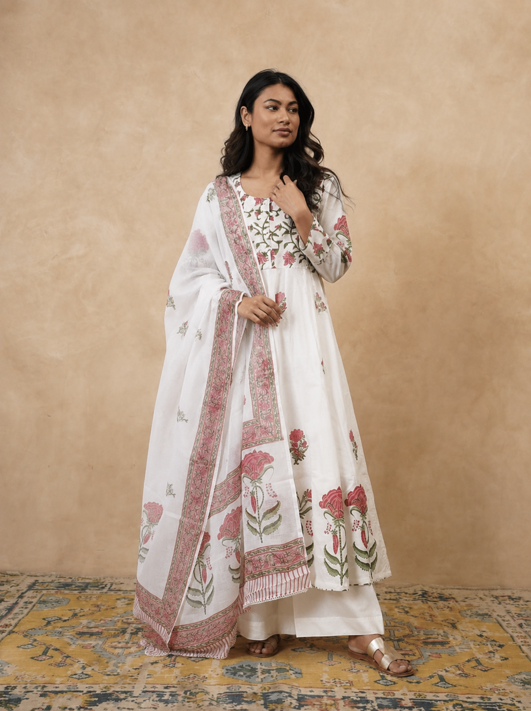 Gulnaar Bagh Ivory Anarkali Set