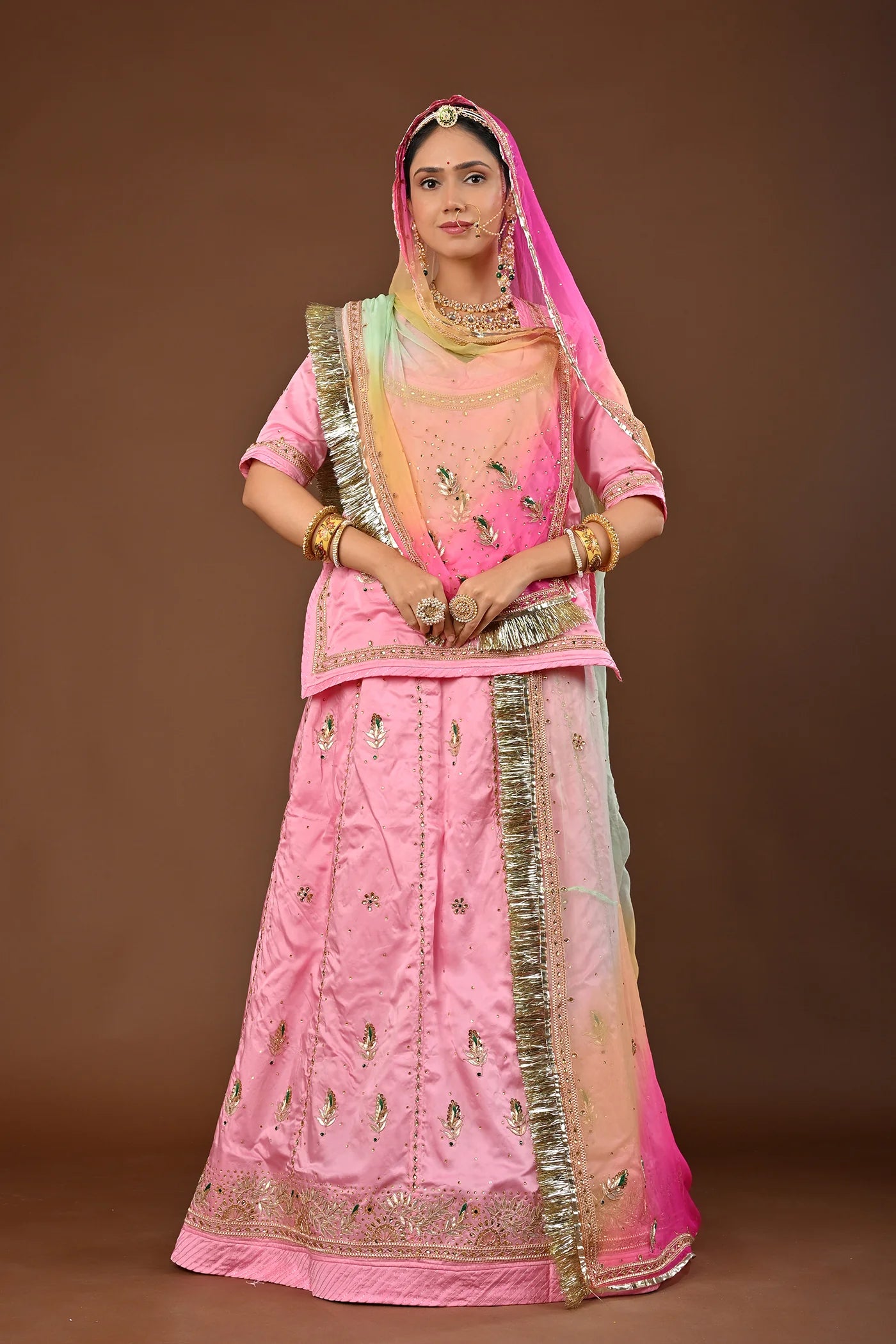 Aabroo Rajasthani Lehenga Set  ( unstiched )