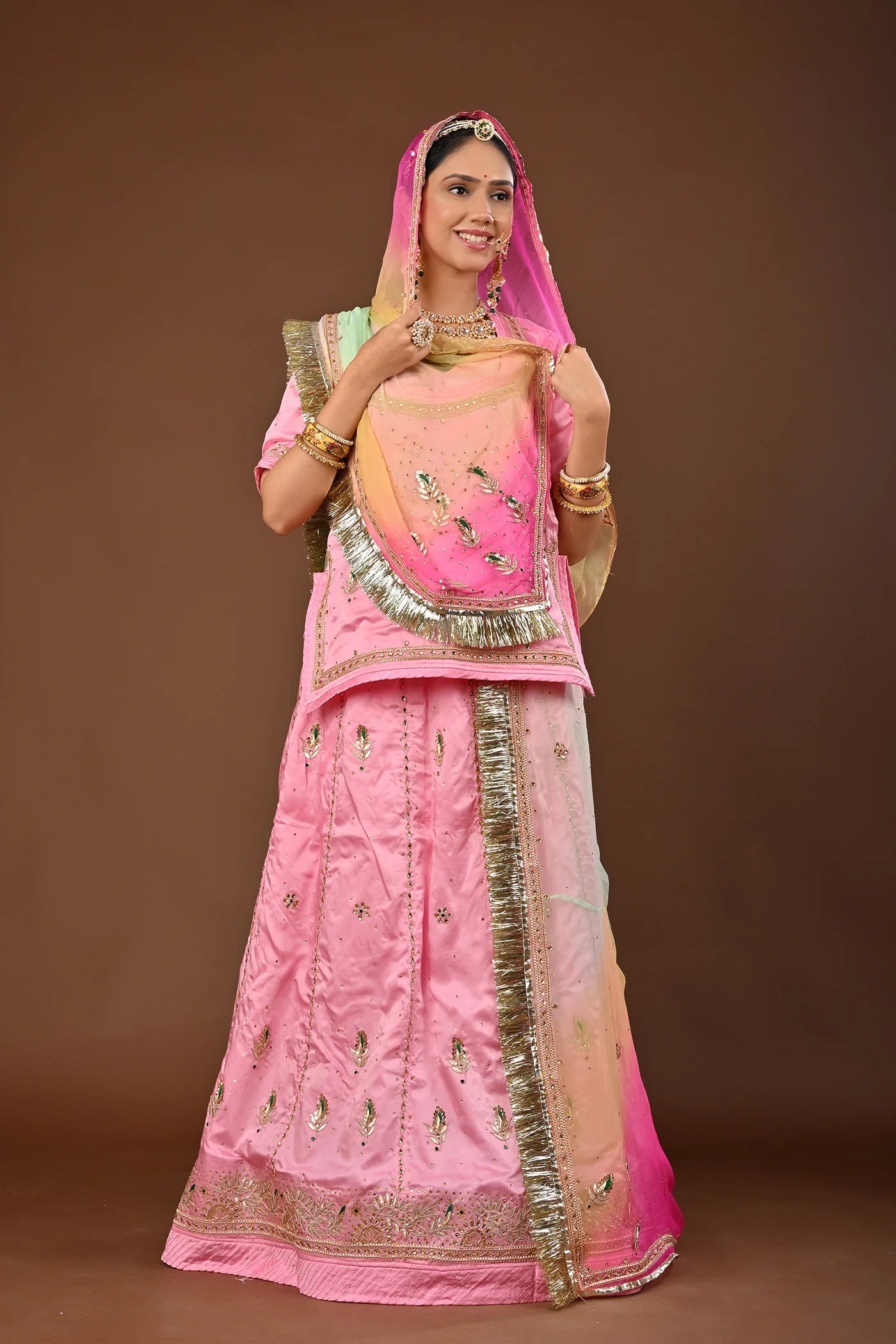 Aabroo Rajasthani Lehenga Set  ( unstiched )