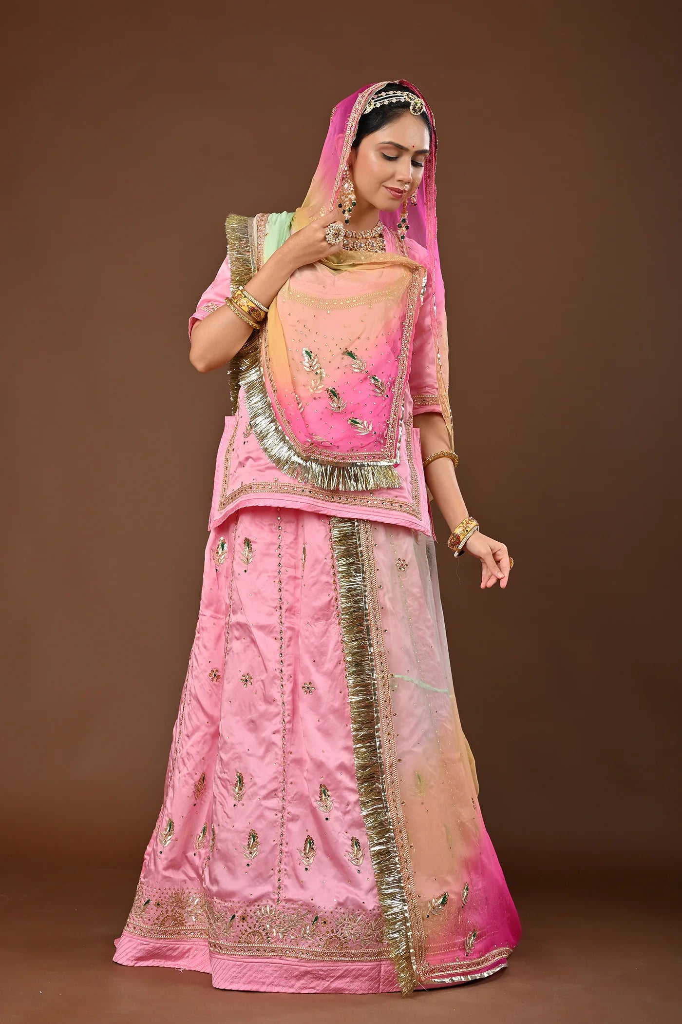Aabroo Rajasthani Lehenga Set  ( unstiched )