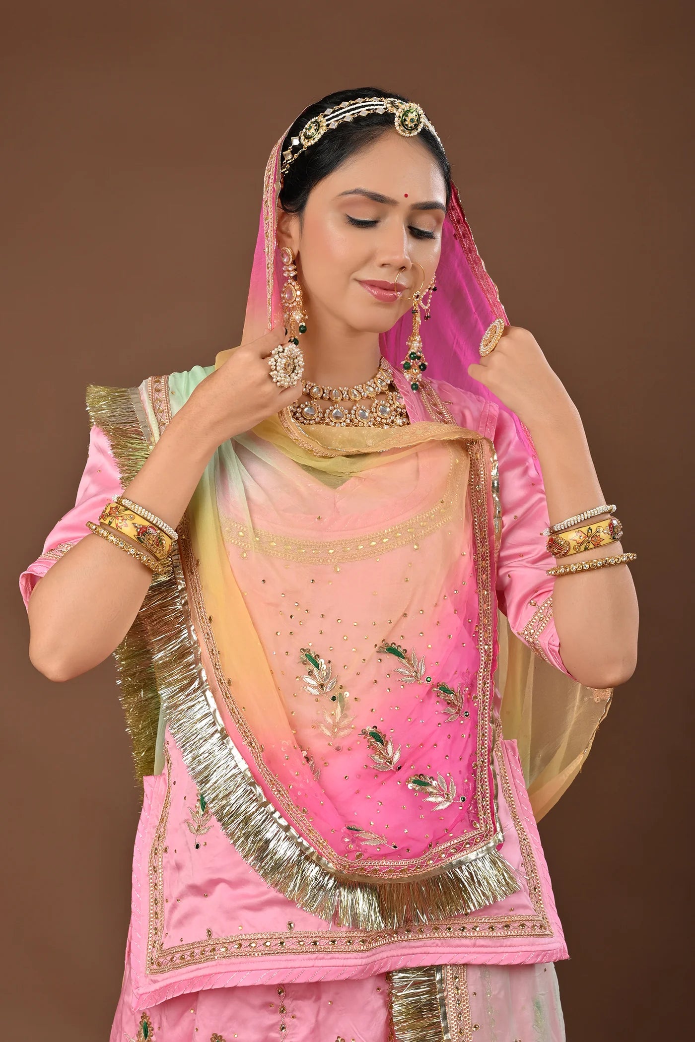 Aabroo Rajasthani Lehenga Set  ( unstiched )