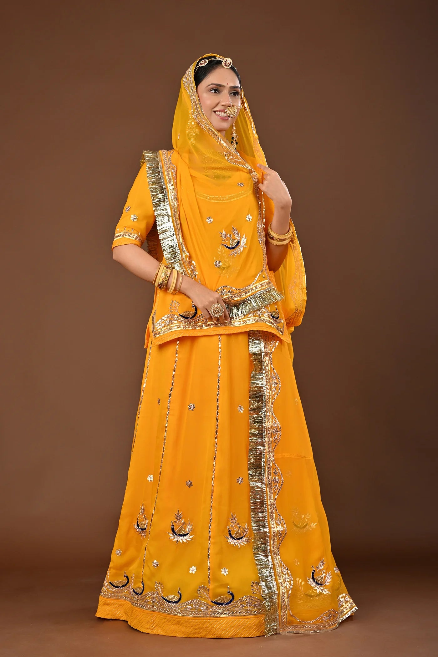 Gulabo Rajasthani Lehenga Set  ( unstiched )