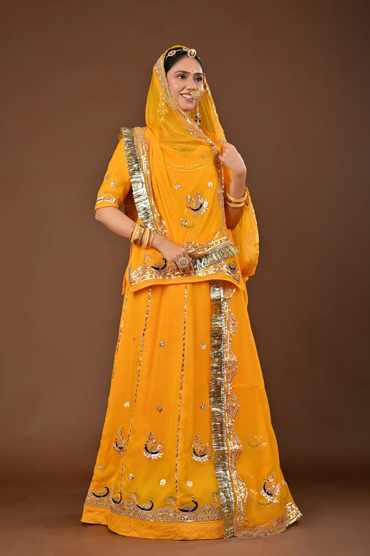 Gulabo Rajasthani Lehenga Set  ( unstiched )