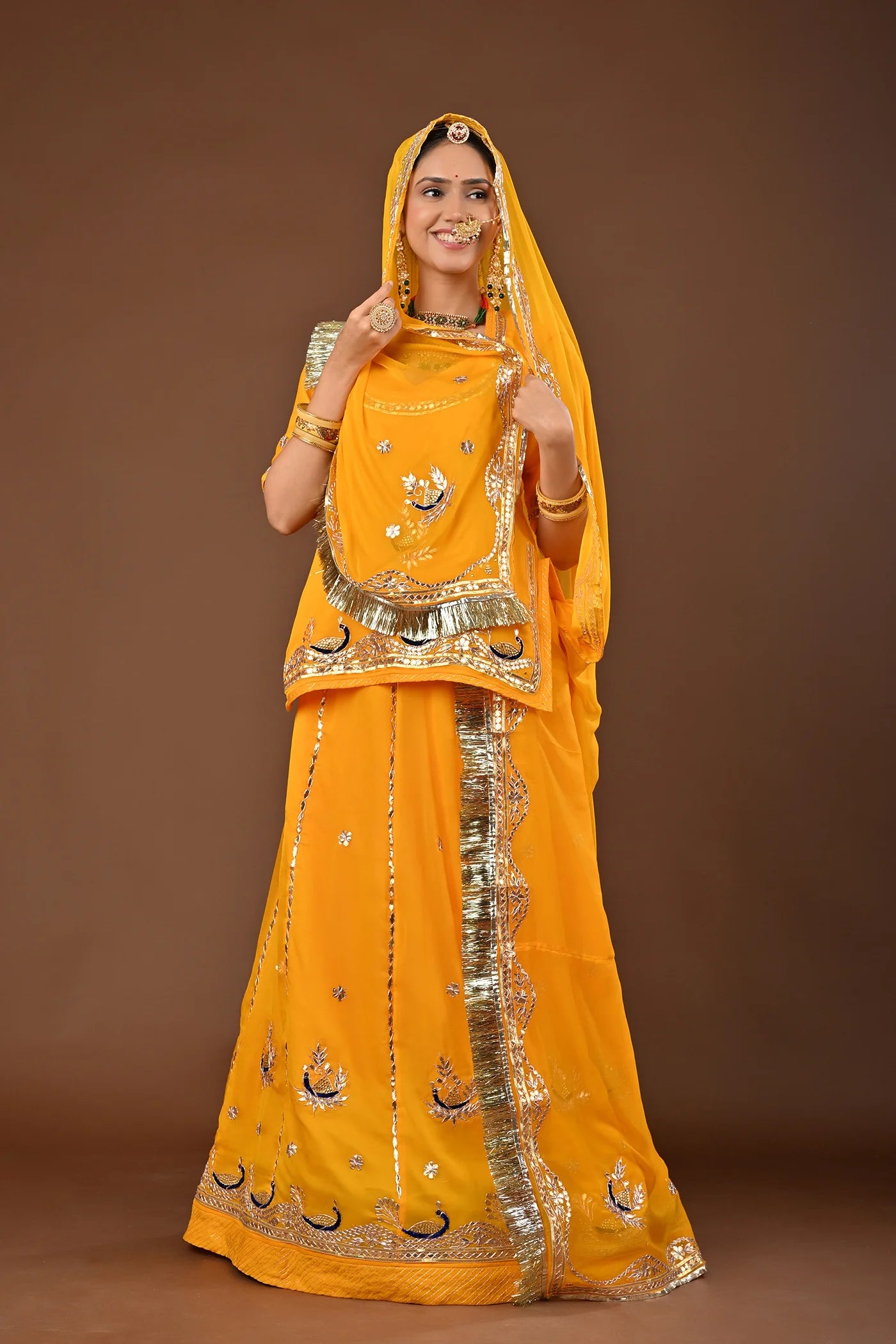 Gulabo Rajasthani Lehenga Set  ( unstiched )