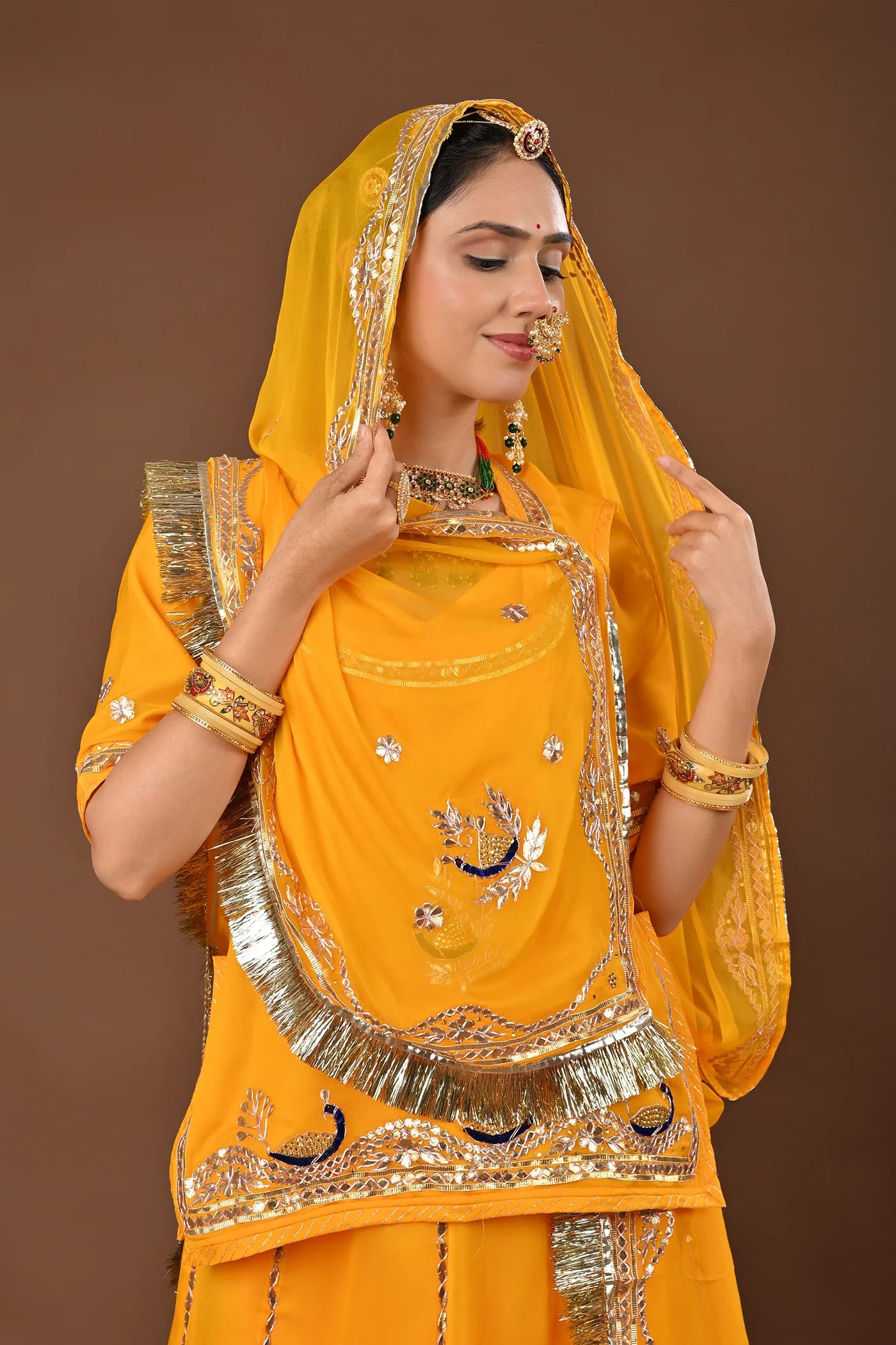 Gulabo Rajasthani Lehenga Set  ( unstiched )