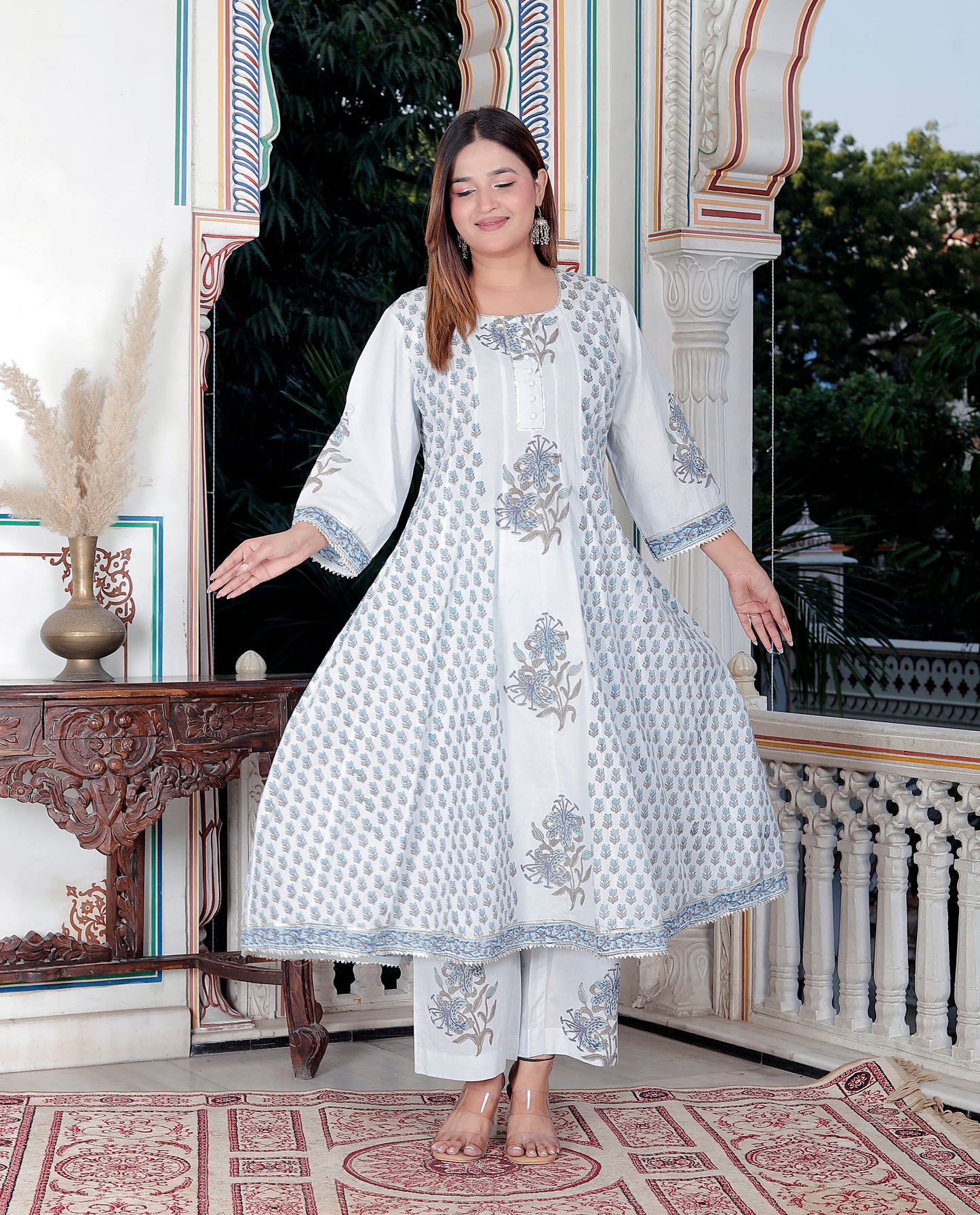 GULBAGH COTTON ANARKALI WITH KOTA DORIA DUPATTA SET