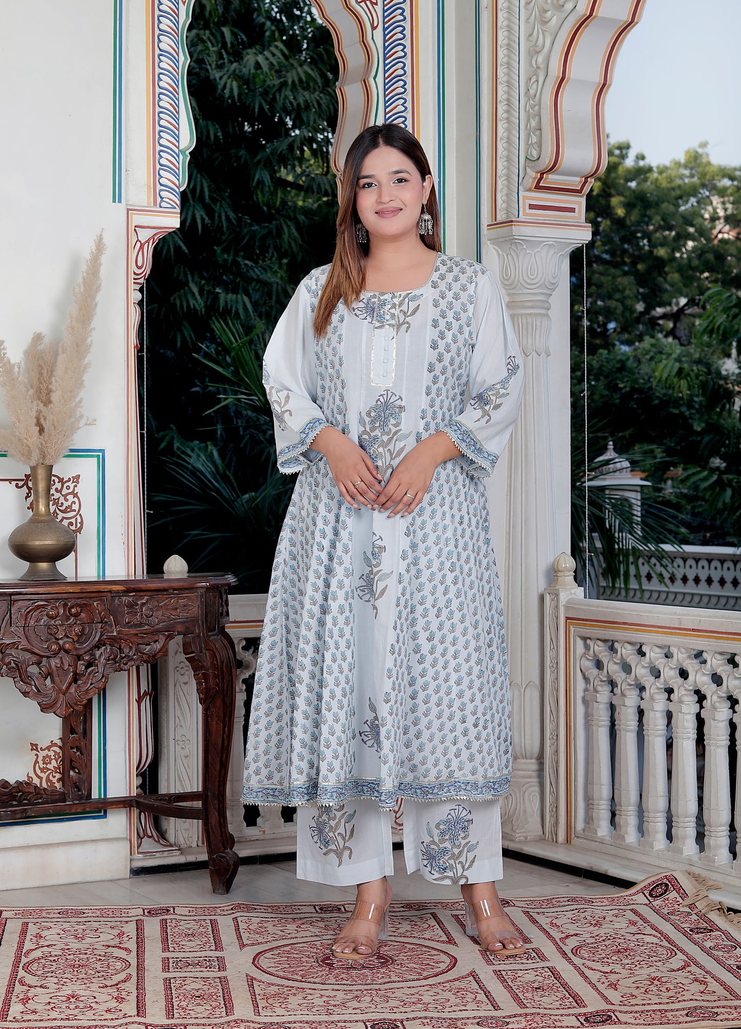 GULBAGH COTTON ANARKALI WITH KOTA DORIA DUPATTA SET