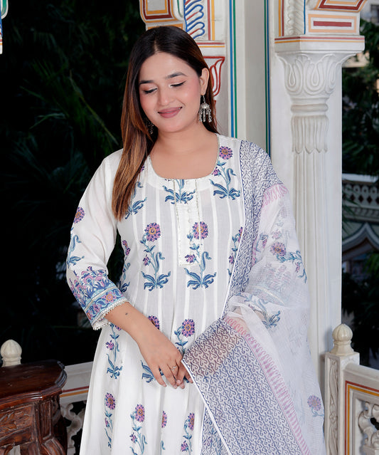 Blue Butta Handblock Suit Set