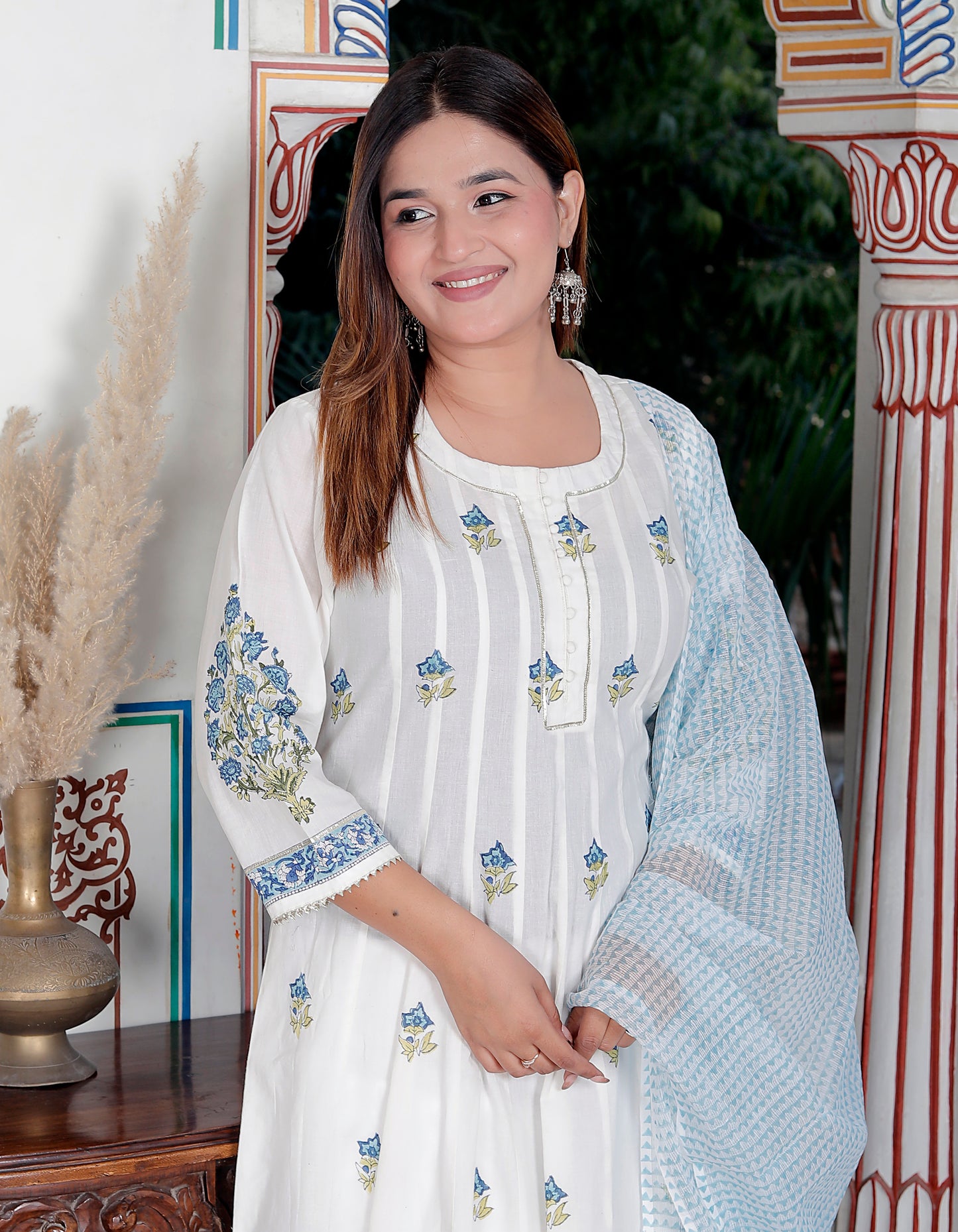 JAIPURI HAND BLOCK COTTON ANARKALI SET