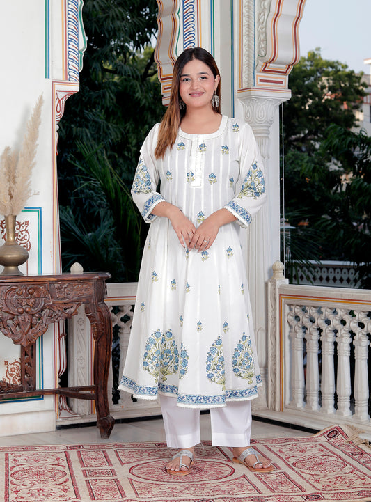 JAIPURI HAND BLOCK COTTON ANARKALI SET