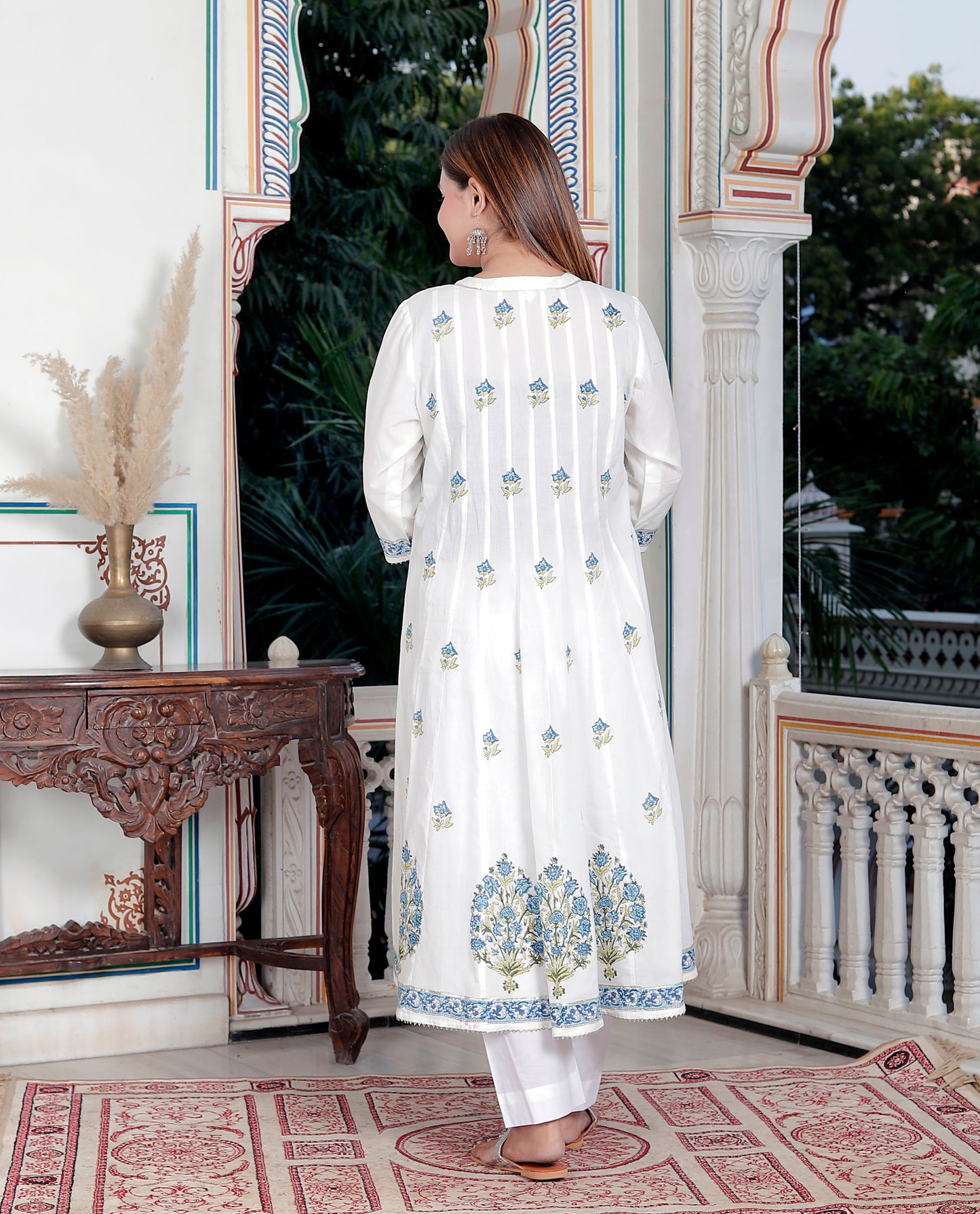 JAIPURI HAND BLOCK COTTON ANARKALI SET