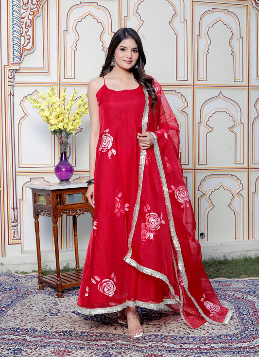 RED ROSE ORGANGA SUIT SET