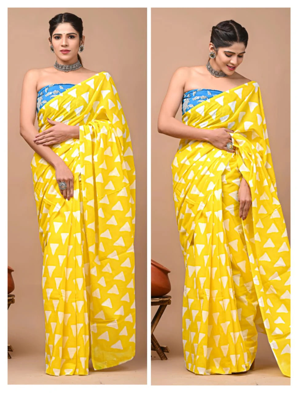 Printed Pure Cotton Mulmul Saree With Blouse