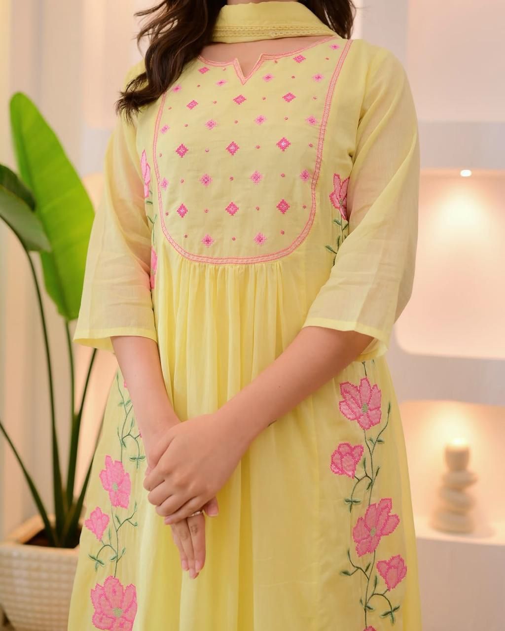 Yellow Cotton Suit Set