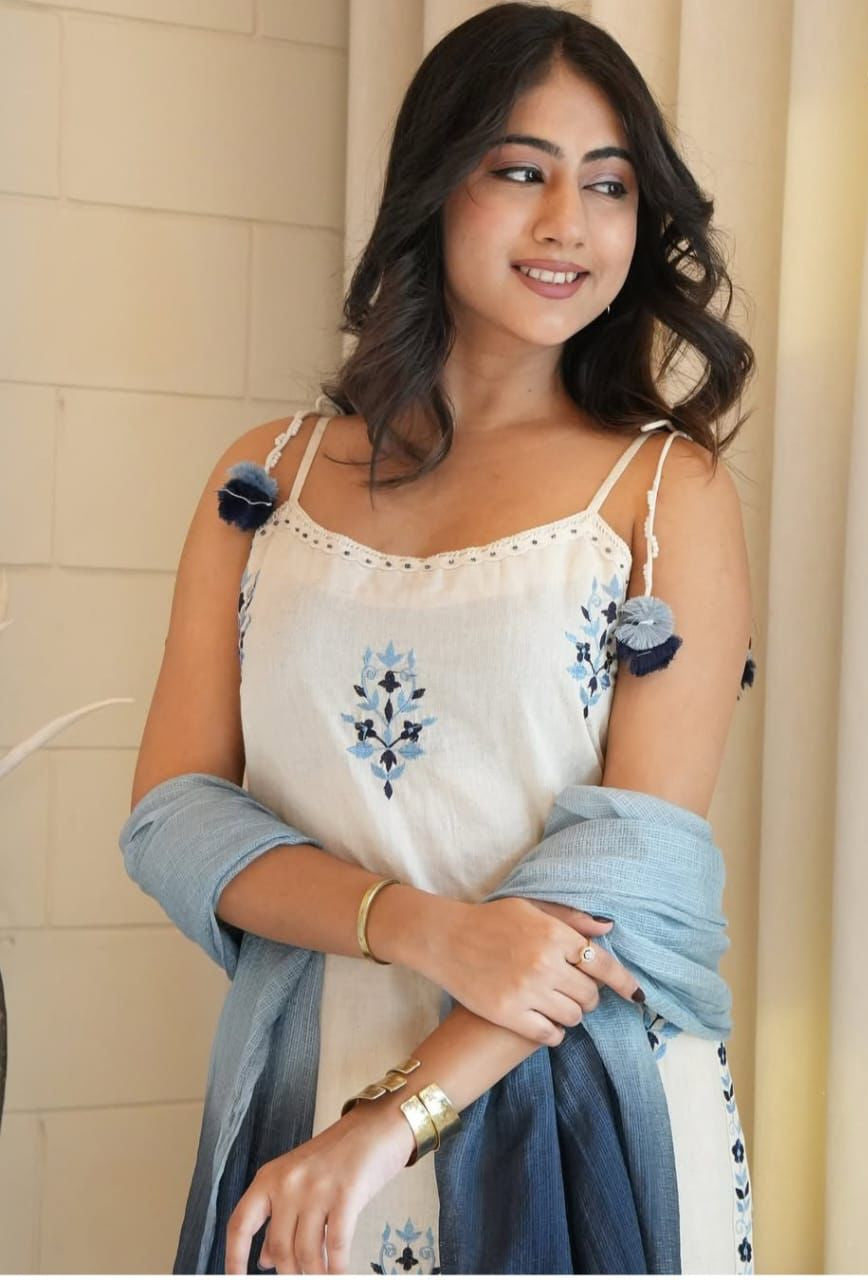 White Pure Cotton Kurti set