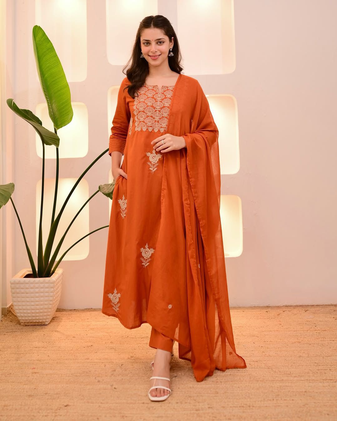 Orange pure cotton Suit-set
