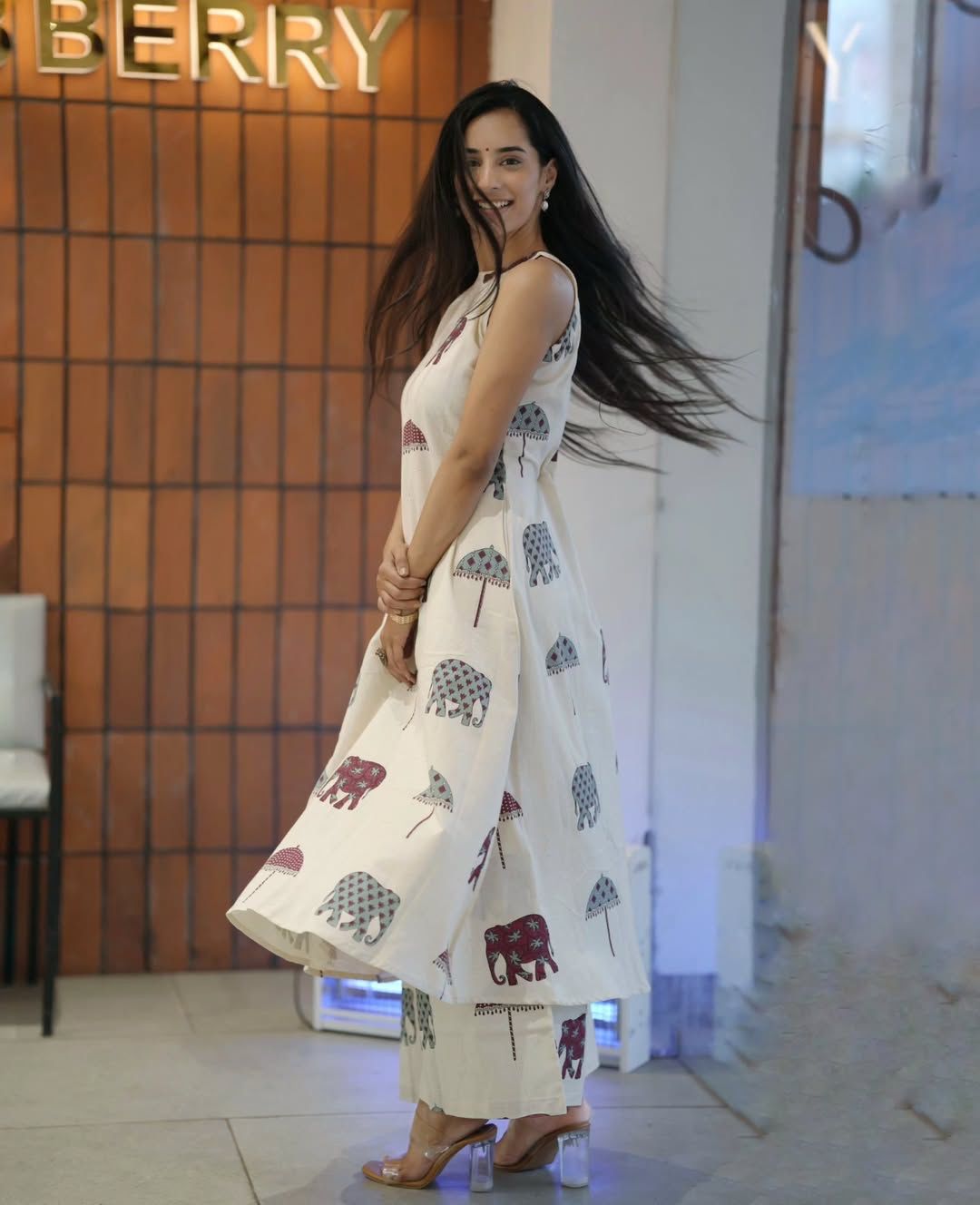 White Cotton kurti Palazza set