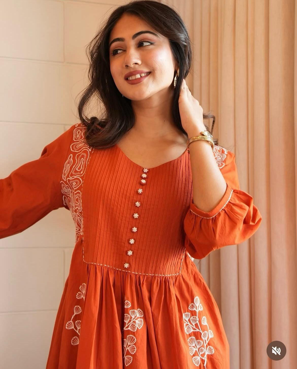 Orange Anarkali kurta set