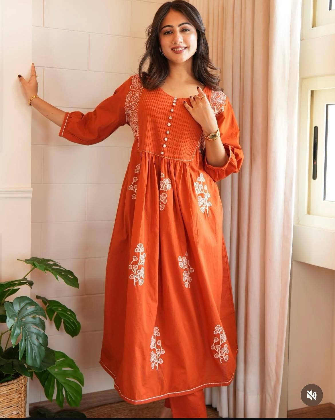 Orange Anarkali kurta set