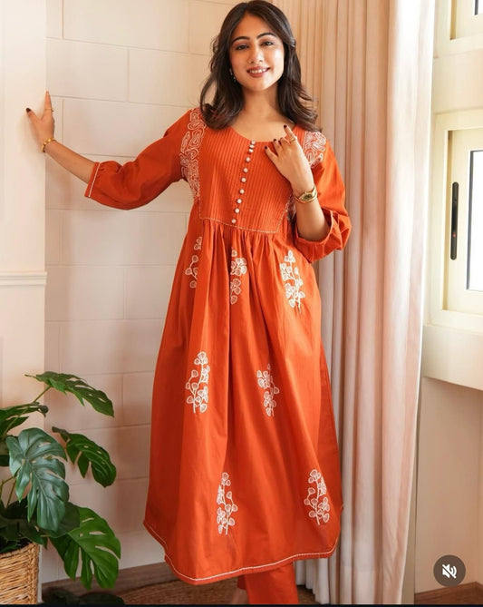 Orange Anarkali kurta set