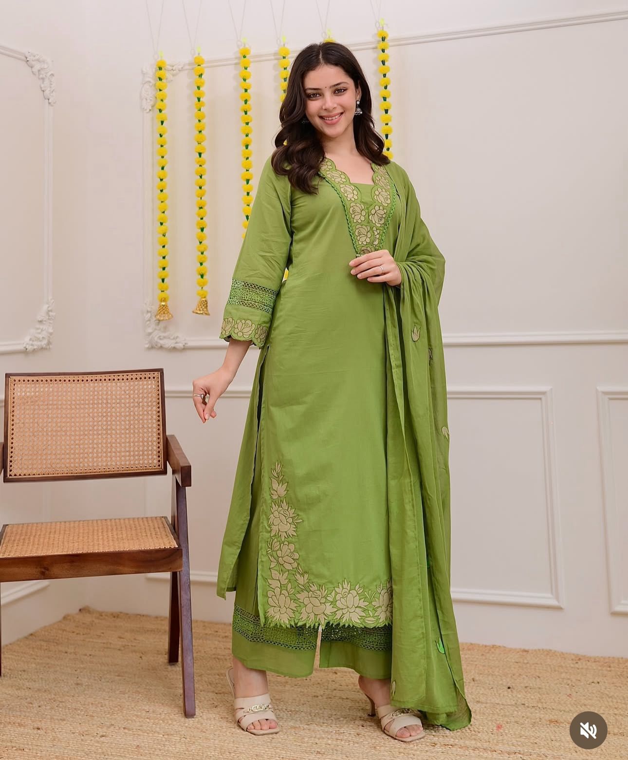 Green Cotton Suit Set
