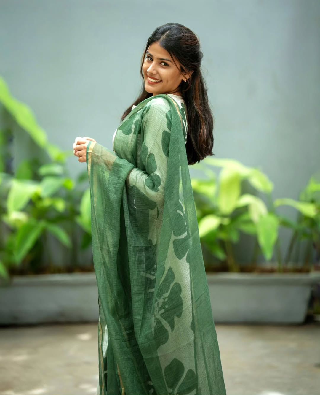 Green Primium Cotton / Doriya Duptta Anarkali Suit Set