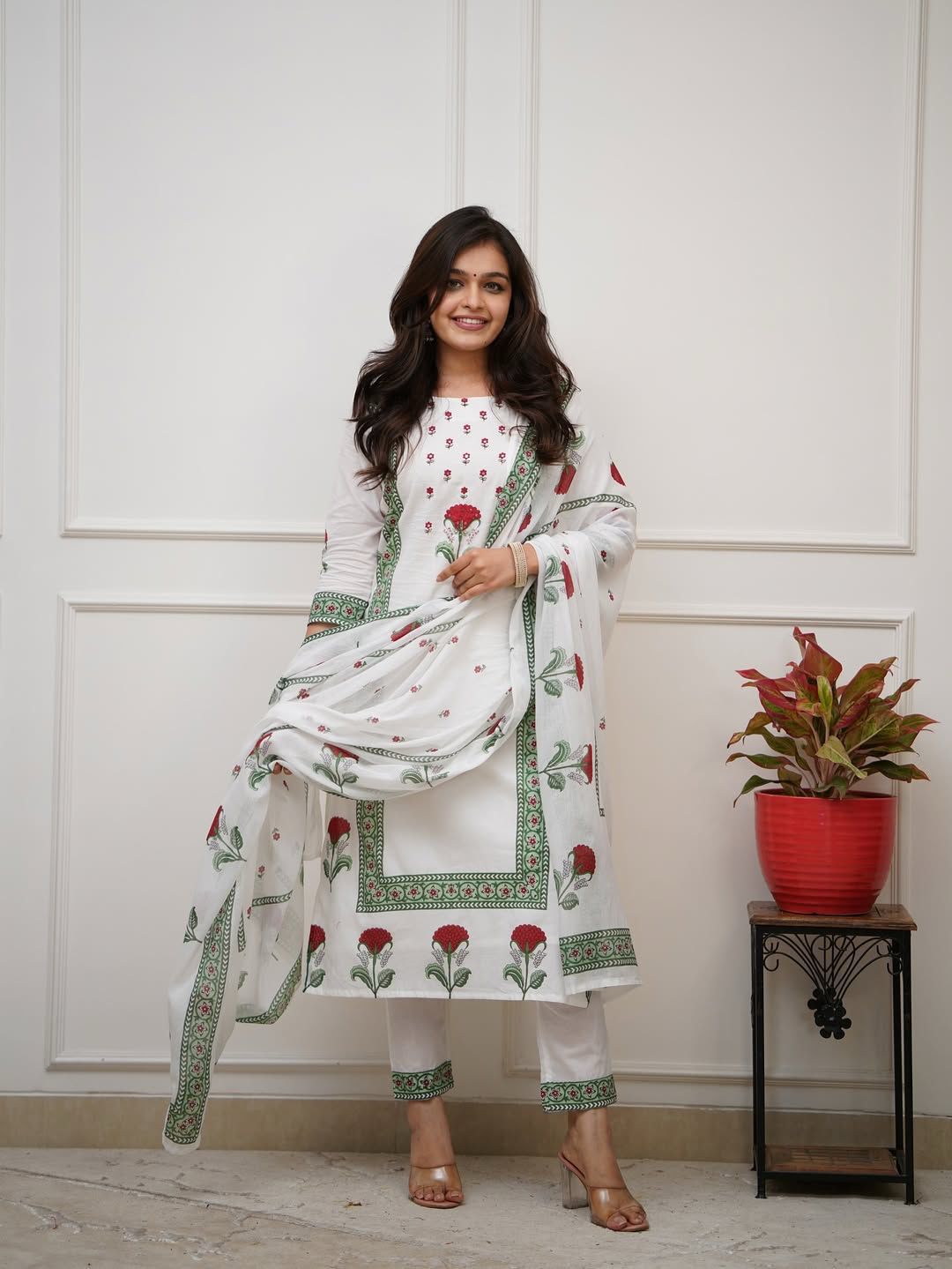 White Primium Cotton Suit Set