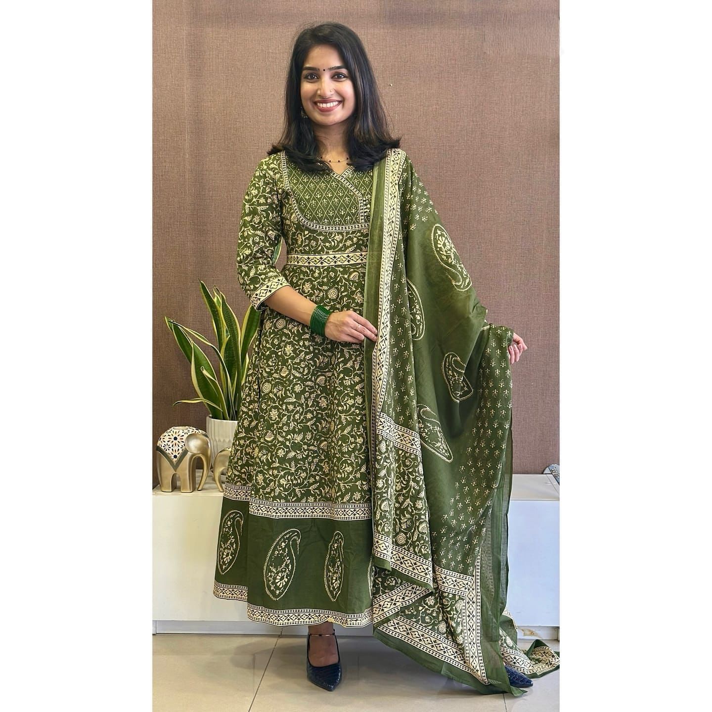 Green Angrakha Suit Set