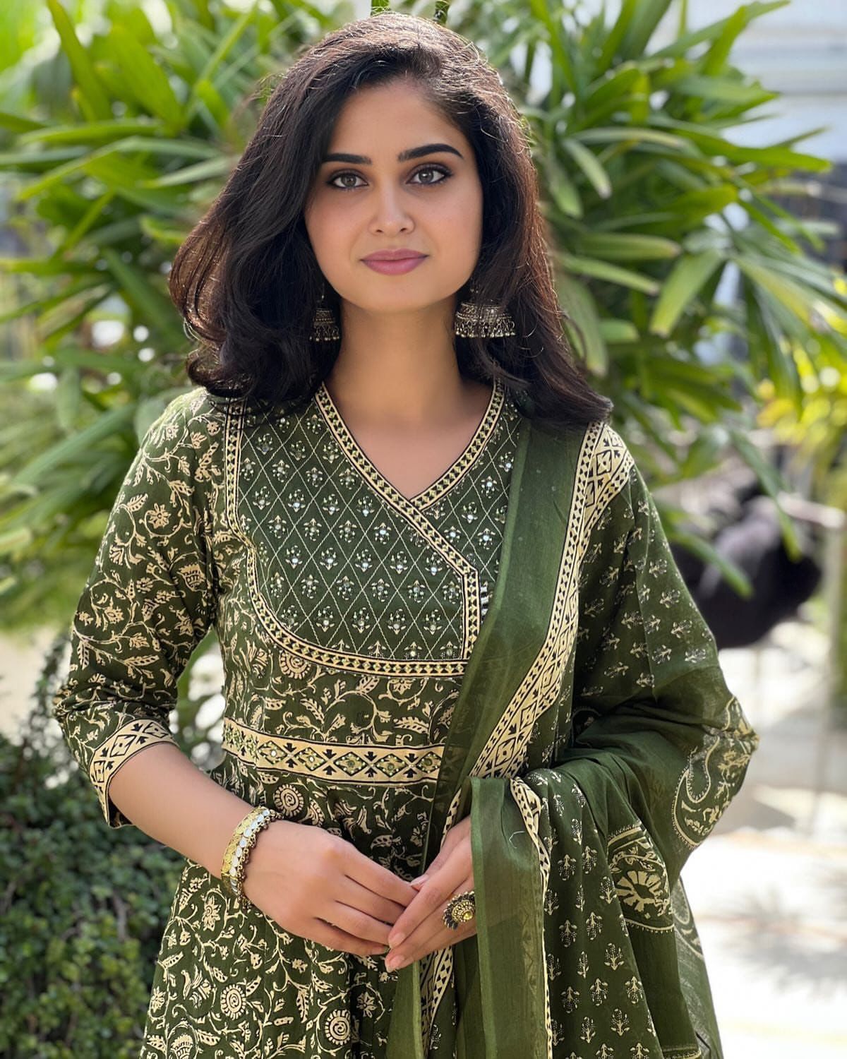 Green Angrakha Suit Set
