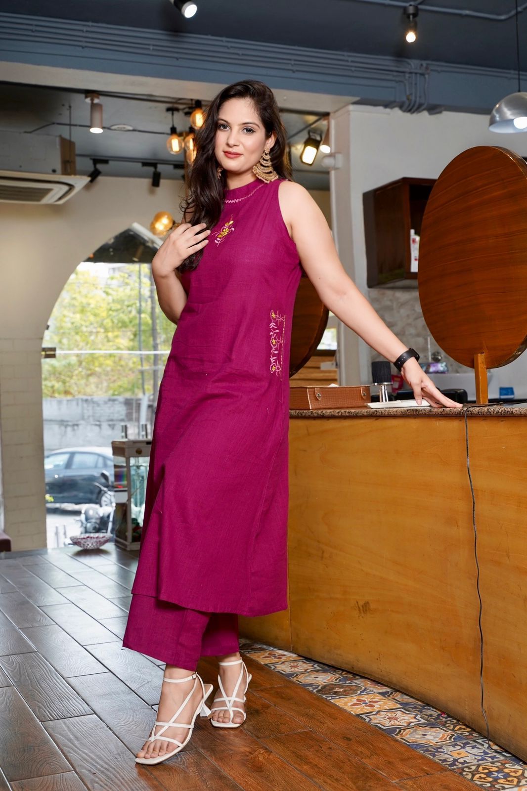 Purple Cotton Kurta Set