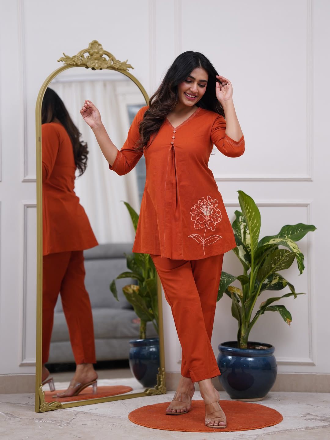 Orange Cotton Coord Set