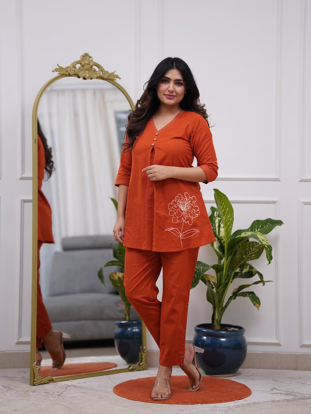Orange Cotton Coord Set