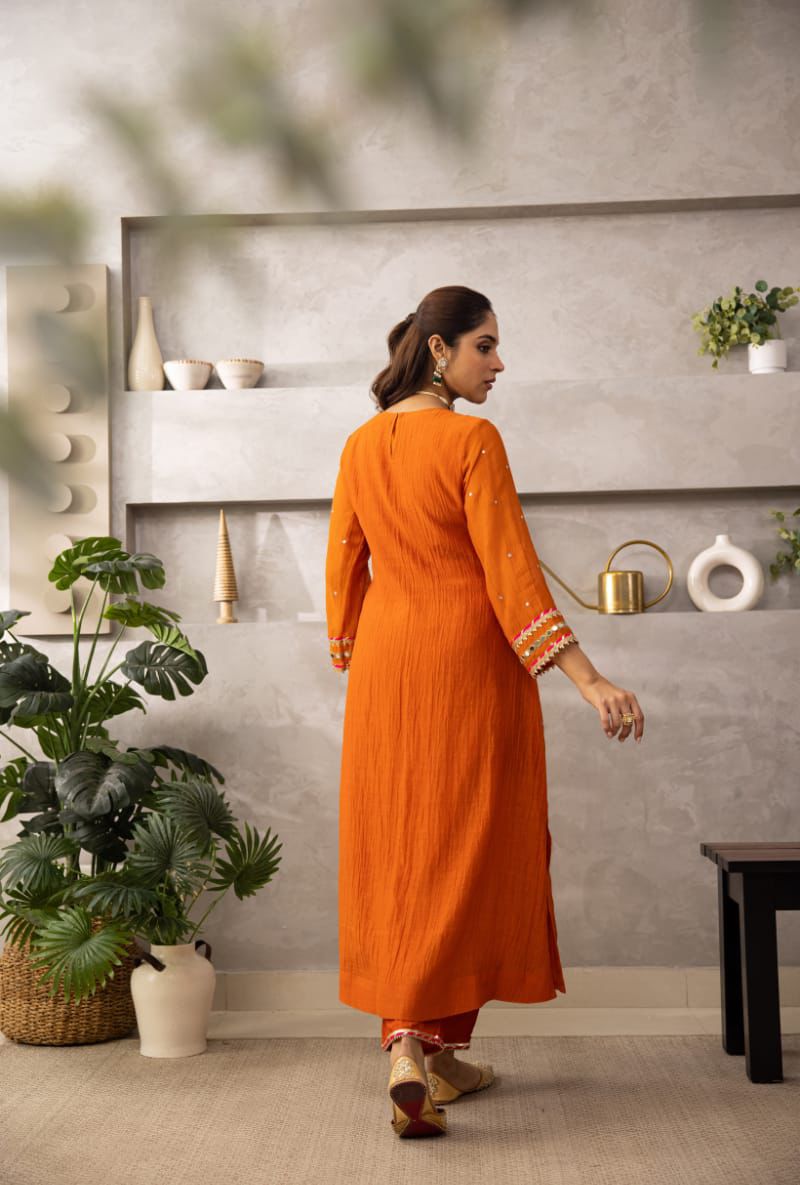 Orange Anarkali Suit Set