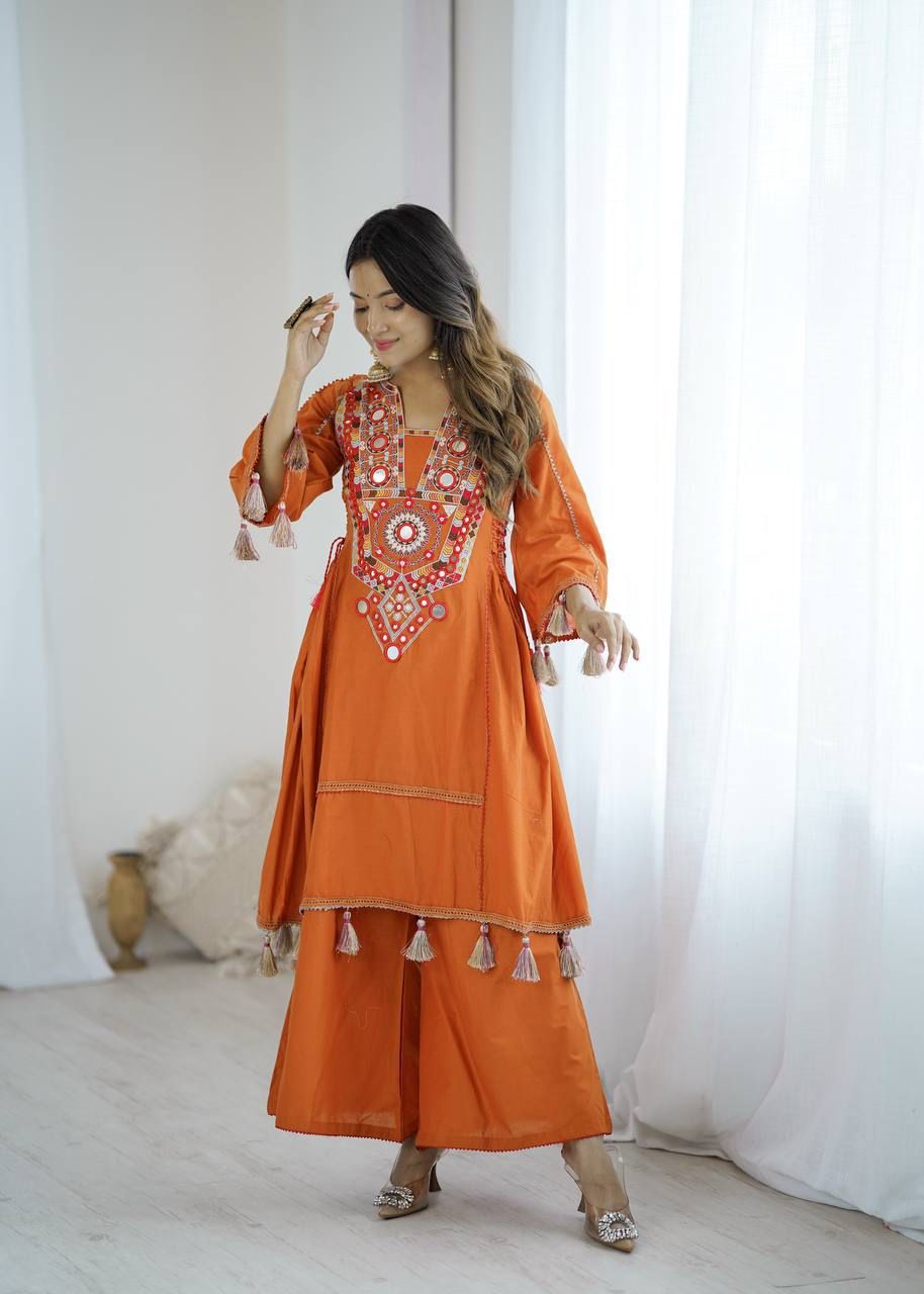 Orange Kurti with Plazzo