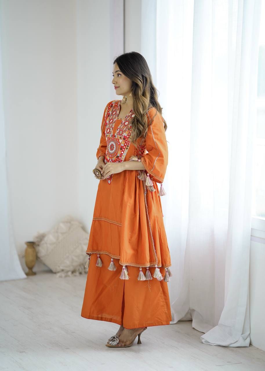 Orange Kurti with Plazzo