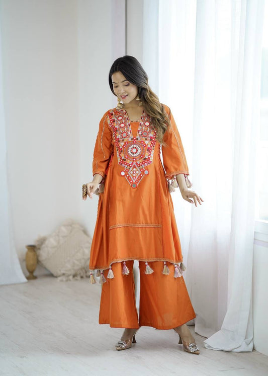 Orange Kurti with Plazzo