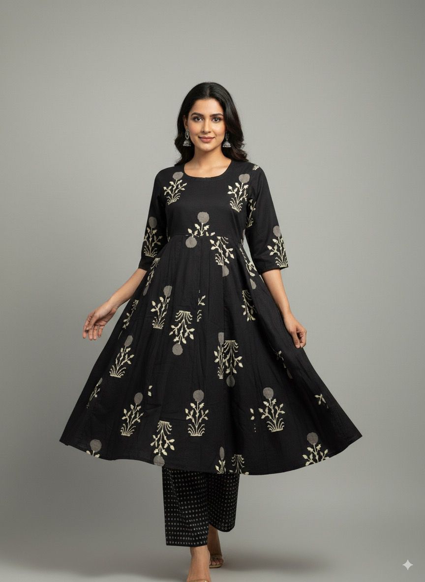 Black  Anarkali Suit Set