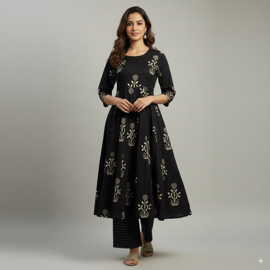 Black  Anarkali Suit Set