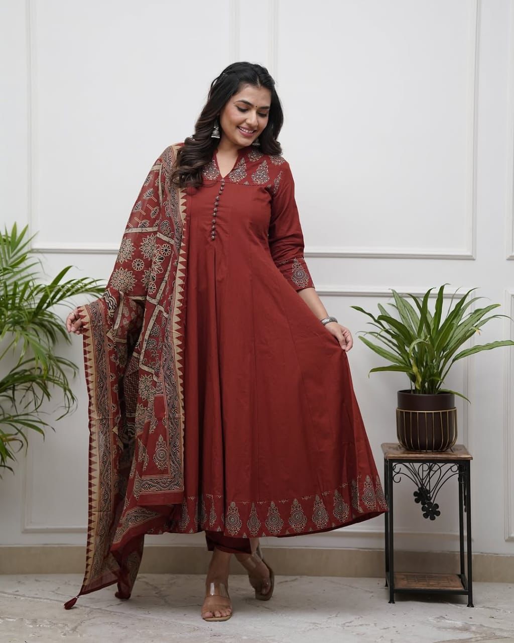 Harqat Mahroon anarkali Suit Set