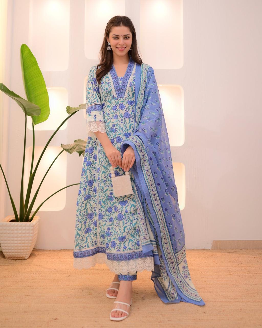 Sky blue Afghani Suit Set