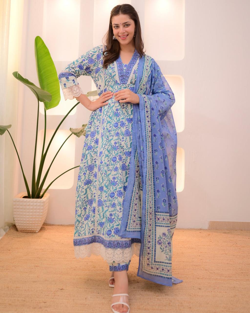 Sky blue Afghani Suit Set