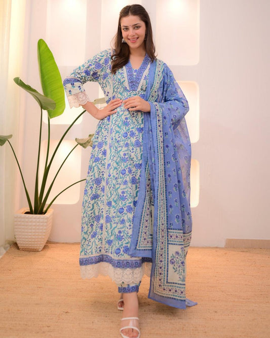 Sky blue Afghani Suit Set