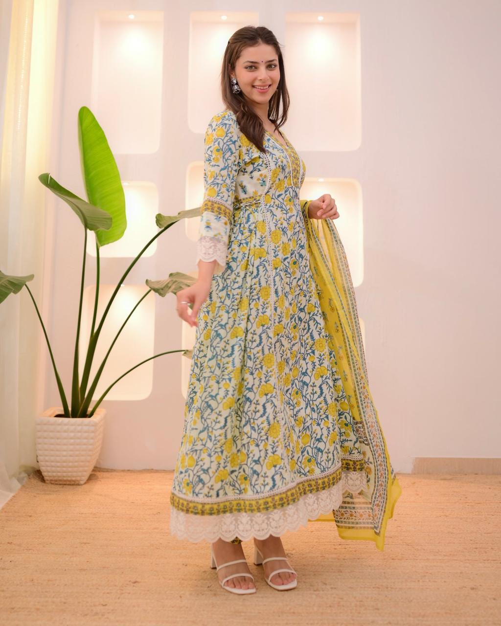 Sunflower Yellow Afghani Suit Set