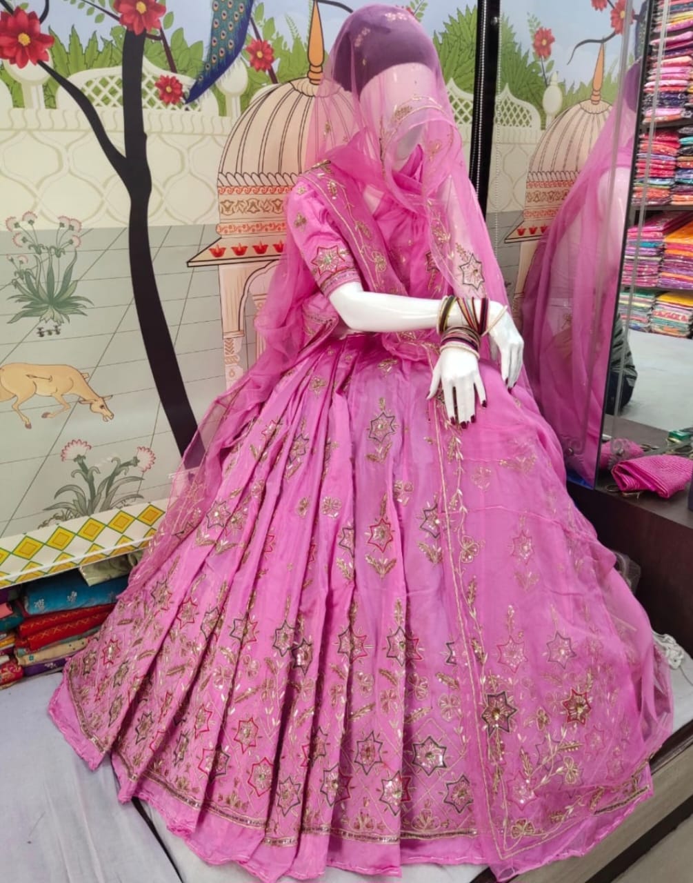 Ranisha Pink poshak  ( unstiched )