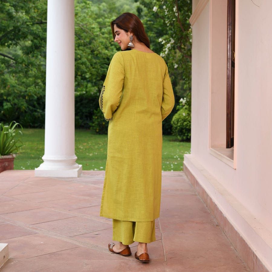 Yellow stright kurti set