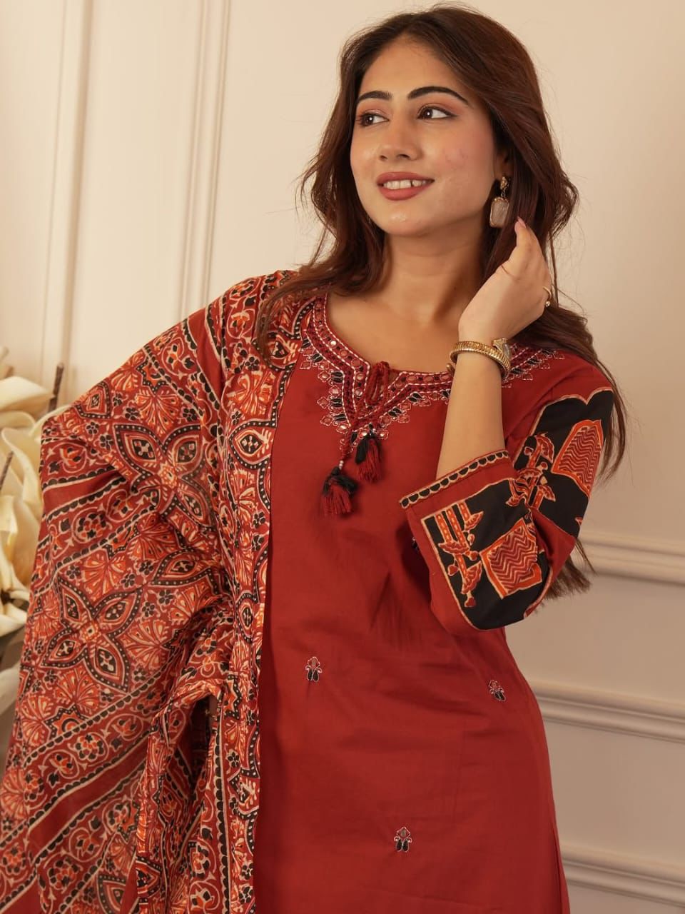 Printed Pure fine Cotton fabric Kurti Set