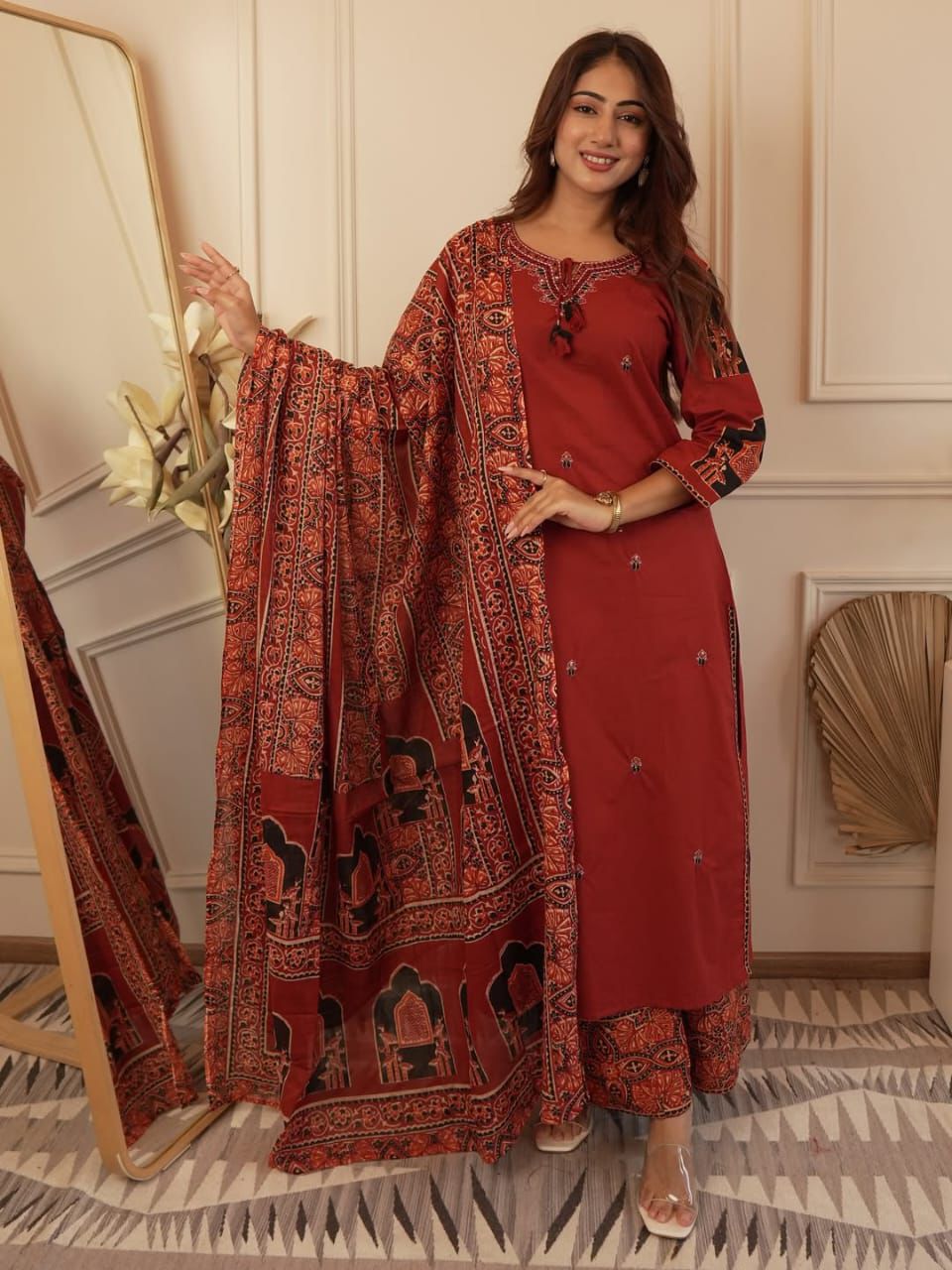 Printed Pure fine Cotton fabric Kurti Set