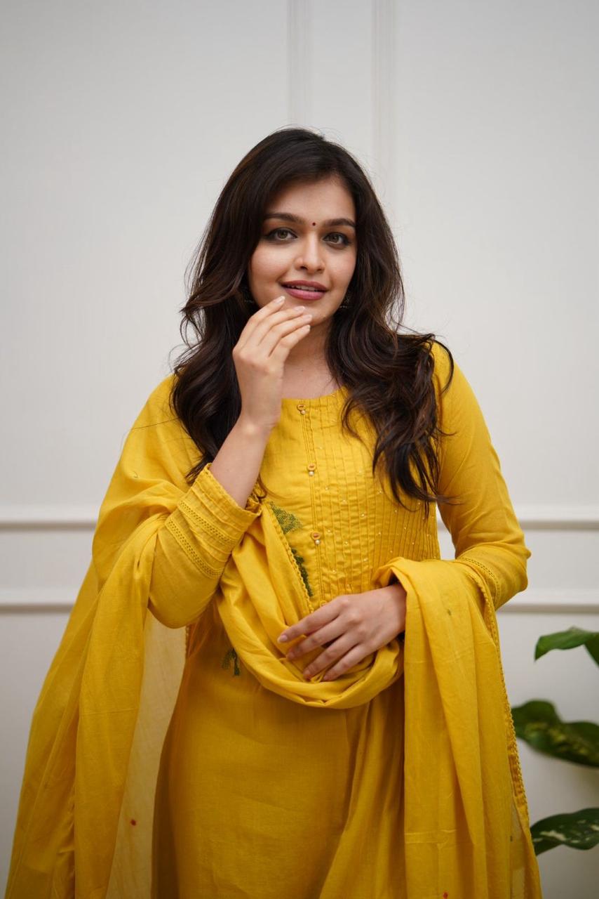 Yellow Embroidery with suqes Heavy Suit set